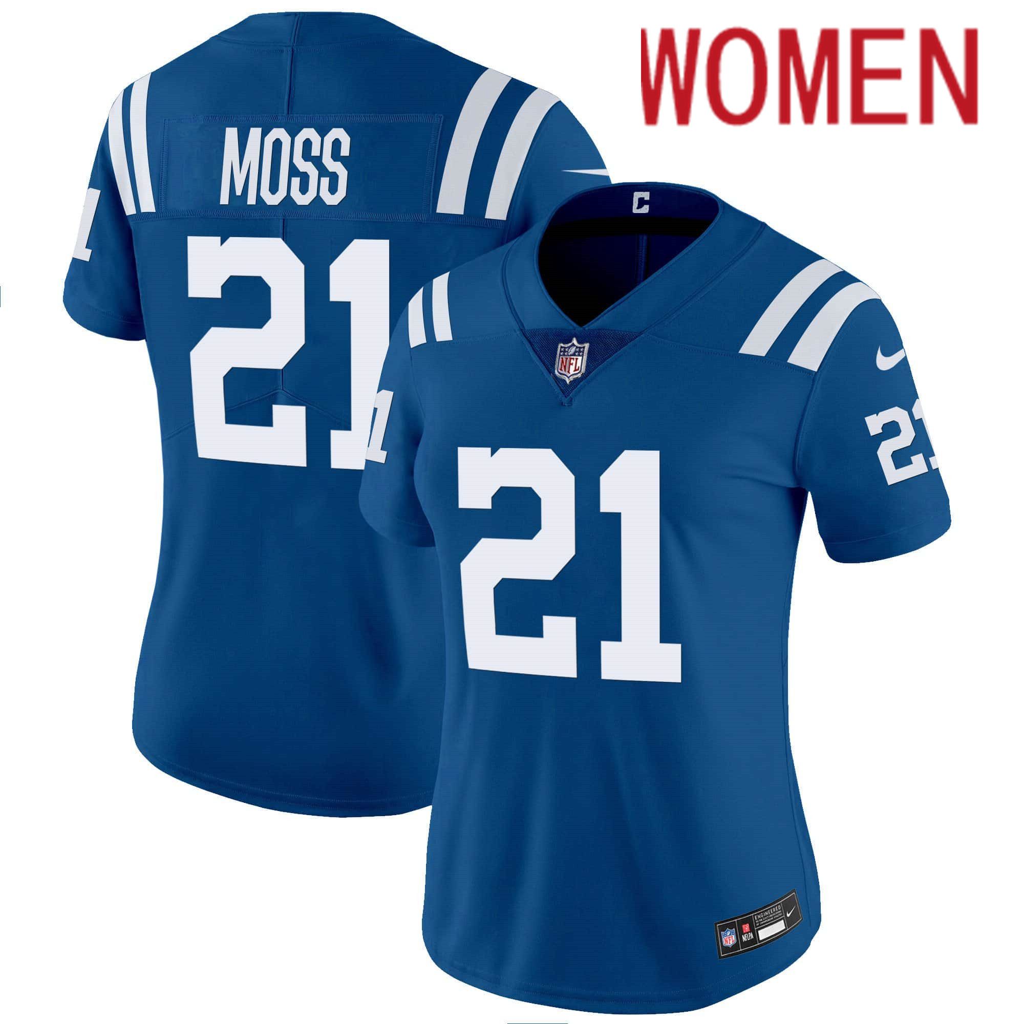 Women Indianapolis Colts #21 Moss Blue 2024 Nike Vapor Limited NFL Jersey style 1